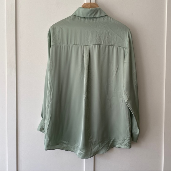 Zara Satin Finish Shirt Green - Size Small - Picture 6 of 9